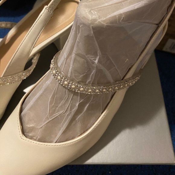 NEW BELLA TATA Pointed Toe Square Heels Slingback Shoes EU 39 Bridal Wedding - Picture 5 of 7